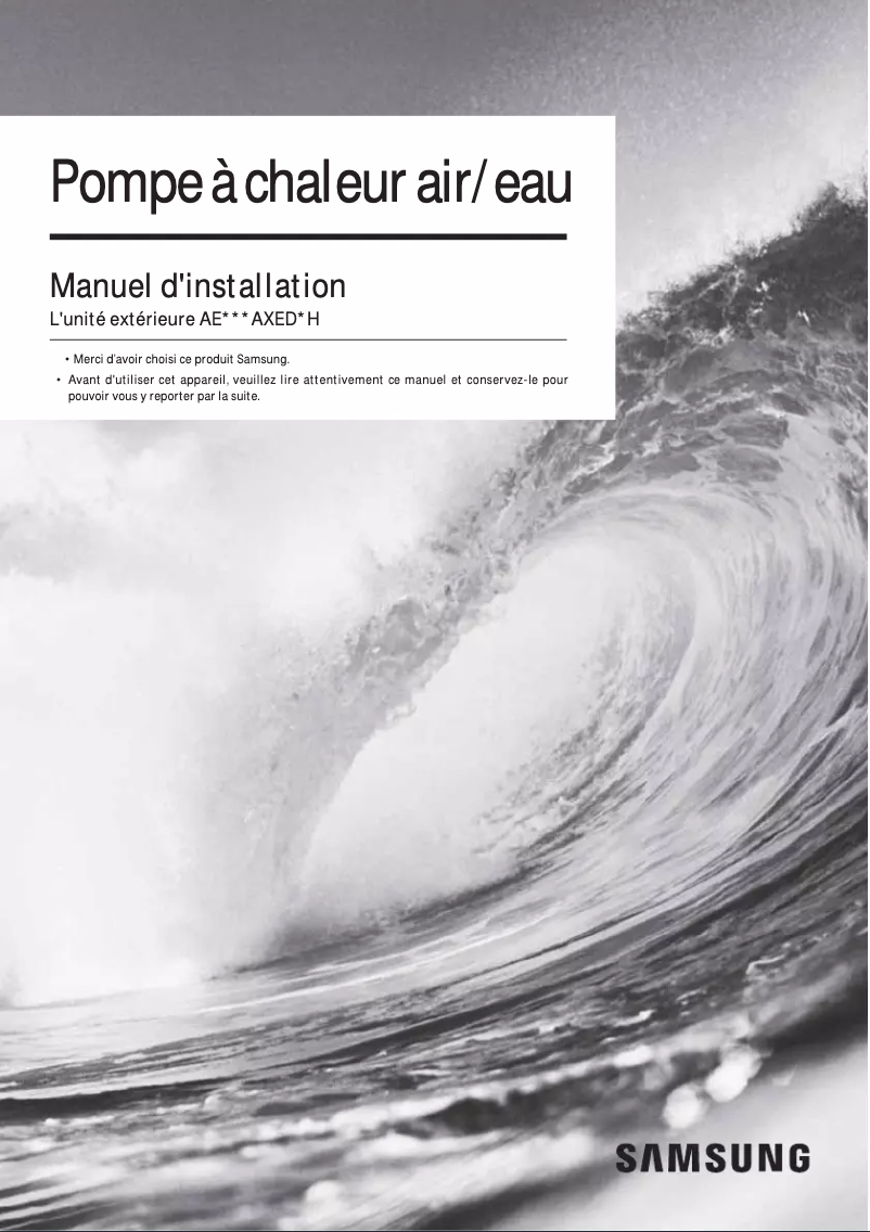 Page 1 de la notice Manuel utilisateur Samsung AE160AXEDEH