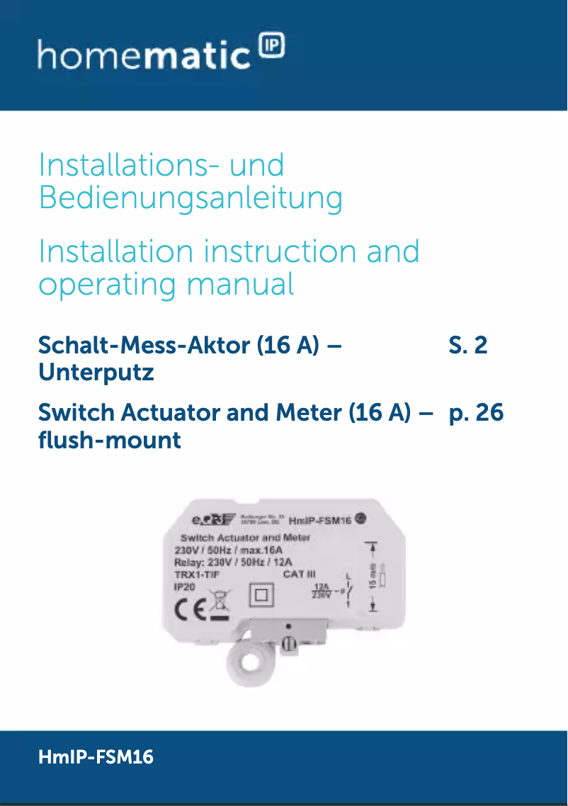 Page n°1 - Manuel utilisateur Homematic IP HMIP-FSM16