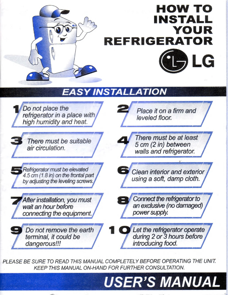 Page n°1 - Manuel utilisateur LG GR38A12CPC
