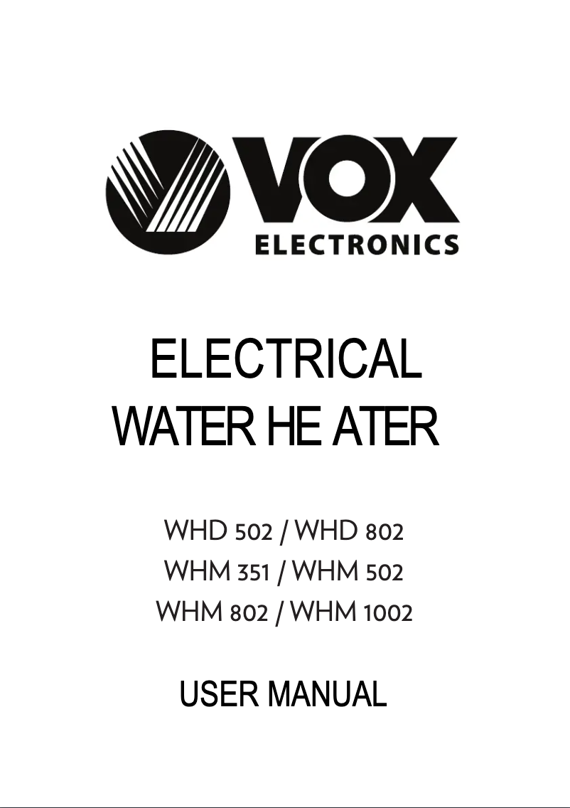 Page 1 de la notice Manuel utilisateur VOX WHD502