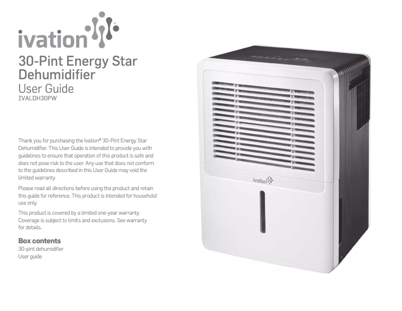 Image de la première page du manuel de l'appareil IVALDH30PW