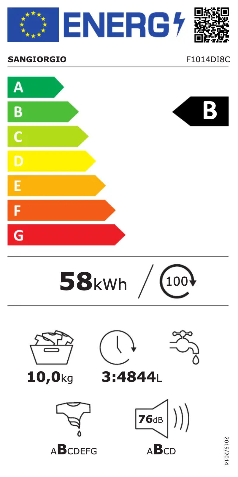 Page n°1 - Label énergétique SanGiorgio F1014DI8C