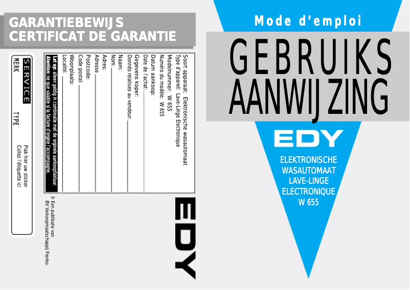 Page 1 de la notice Manuel utilisateur Edy W 655