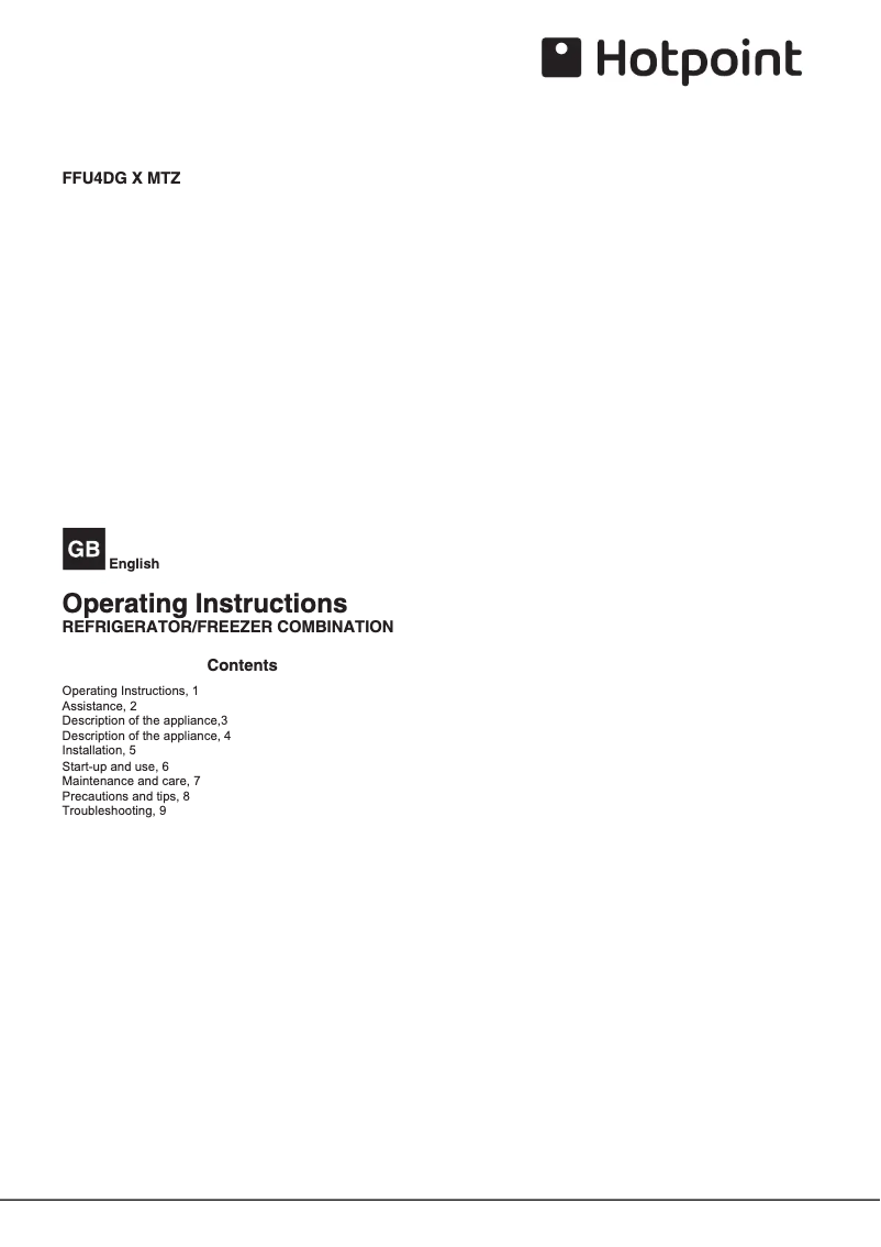 Página 1 del manual Manual de usuario Hotpoint FFU4DG.1 X MTZ