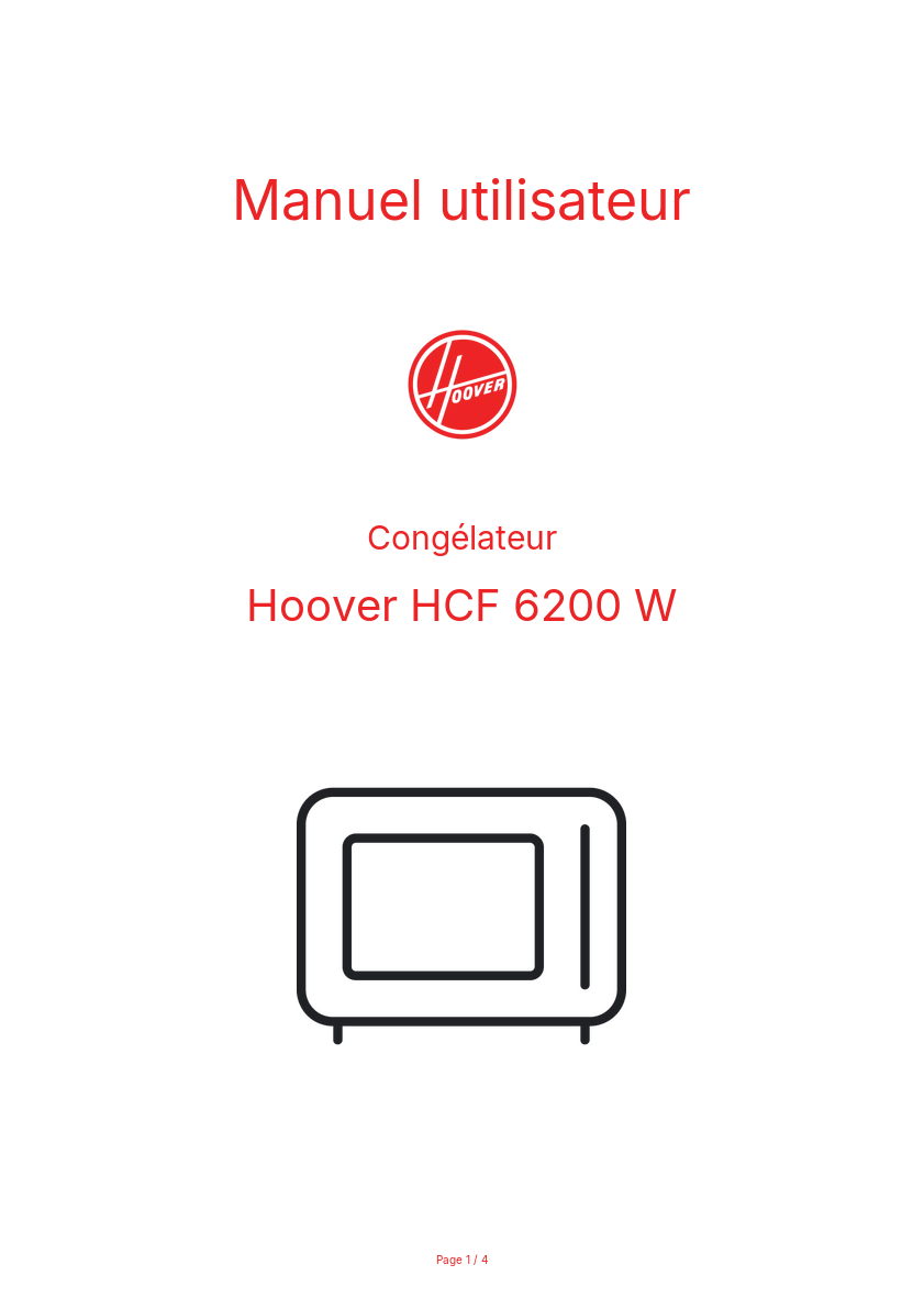 Page n°1 - Manuel utilisateur Hoover HCF 6200 W