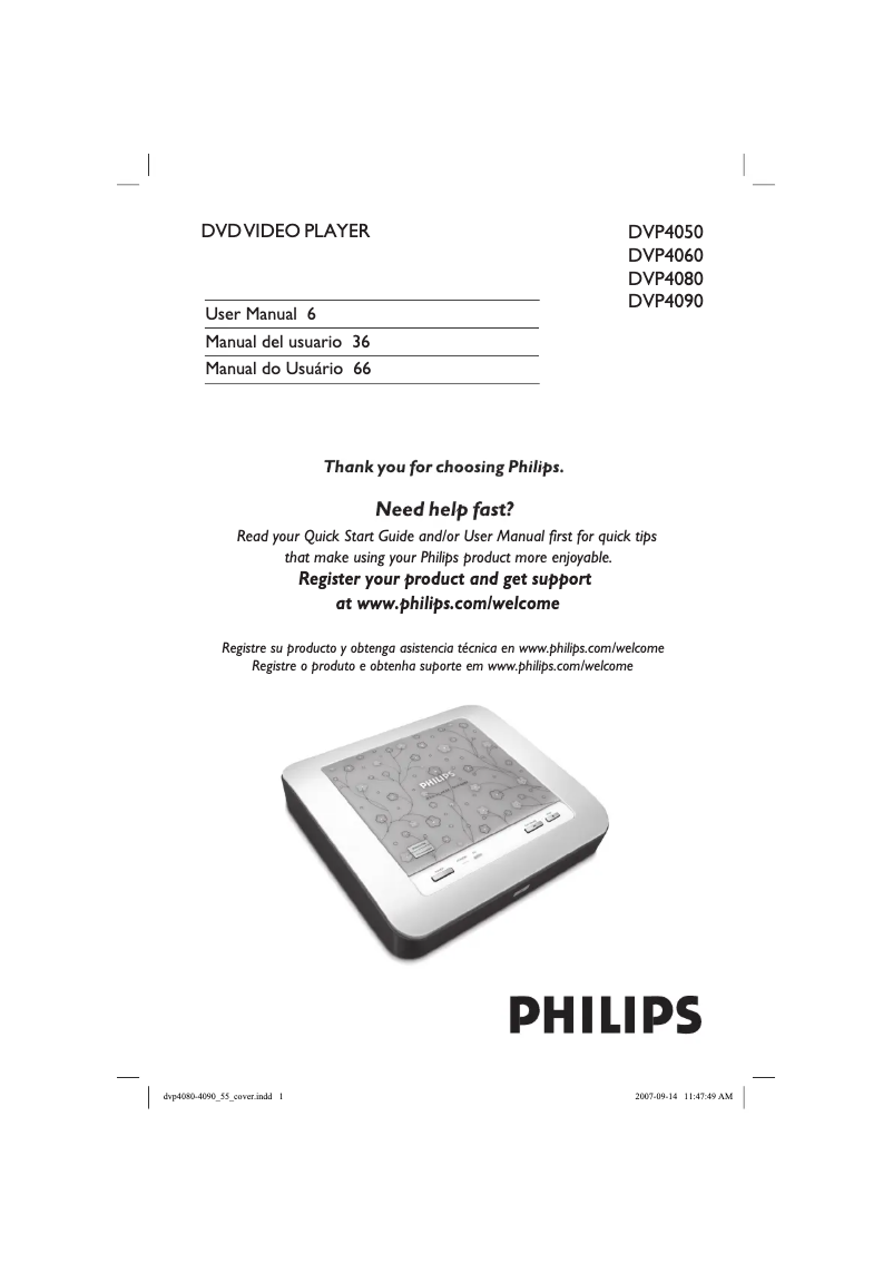 Page 1 de la notice Manuel utilisateur Philips DVP4090
