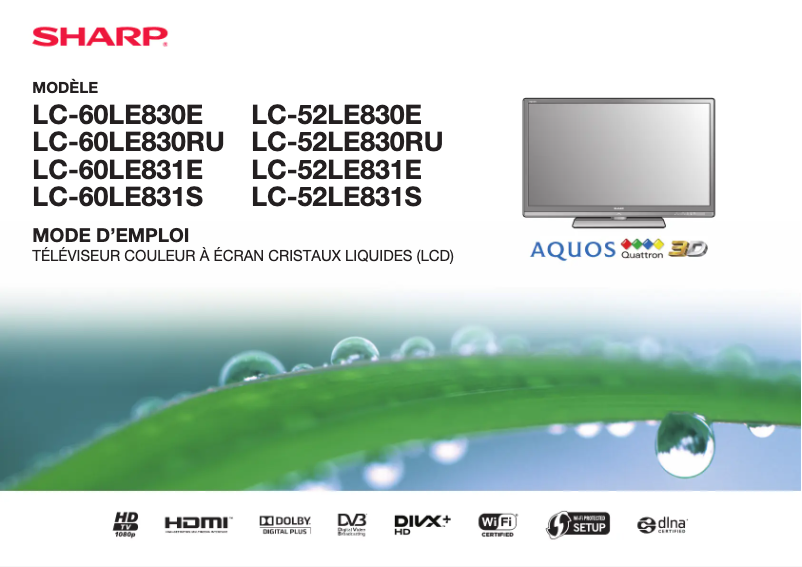 Página 1 del manual Manual de usuario Sharp LC-60LE830E