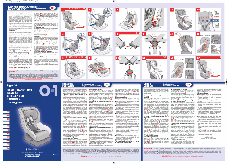 Page 1 de la notice Manuel utilisateur Nania First Basic Comfort
