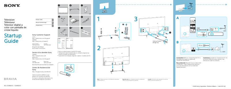 Page 1 de la notice Guide d'installation Sony KDL-50W800C