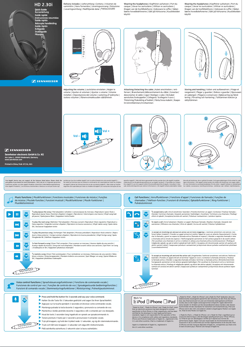 Page n°1 - Manuel utilisateur Sennheiser HD 2.30