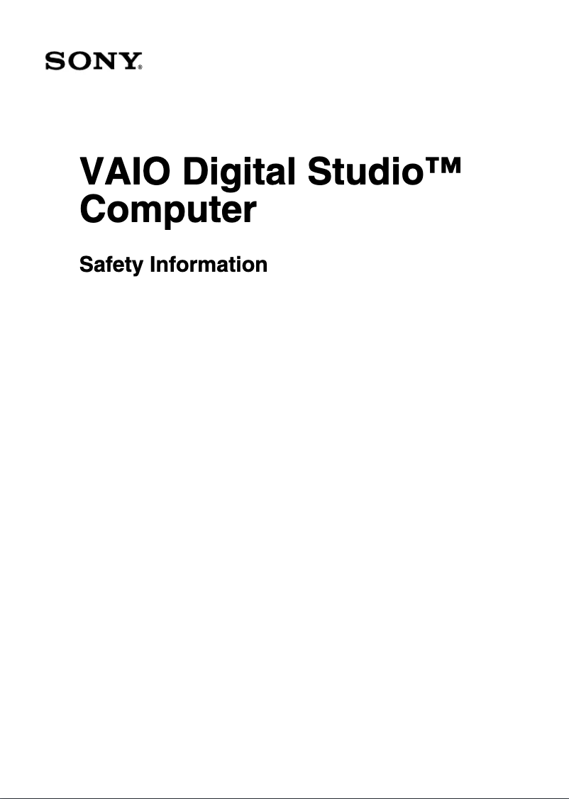 Page n°1 - Instructions de sécurité Sony Vaio PCV-RX730