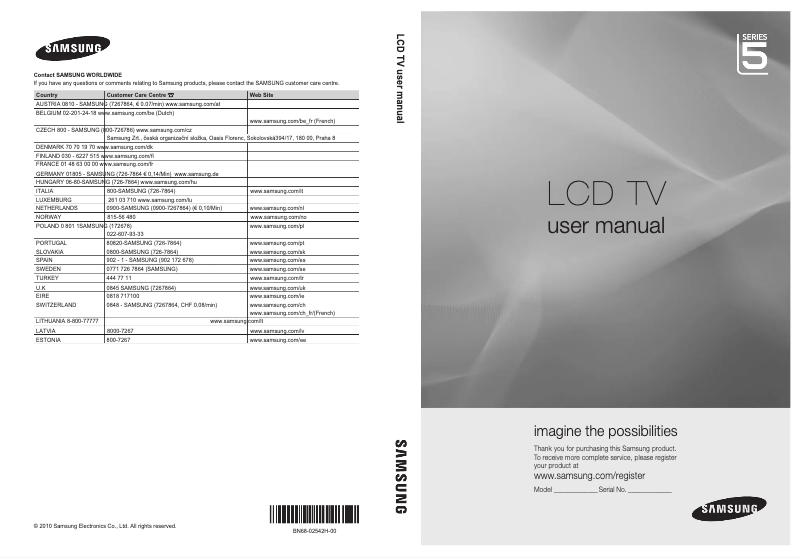 Page n°1 - Manuel utilisateur Samsung LE32C535F1W