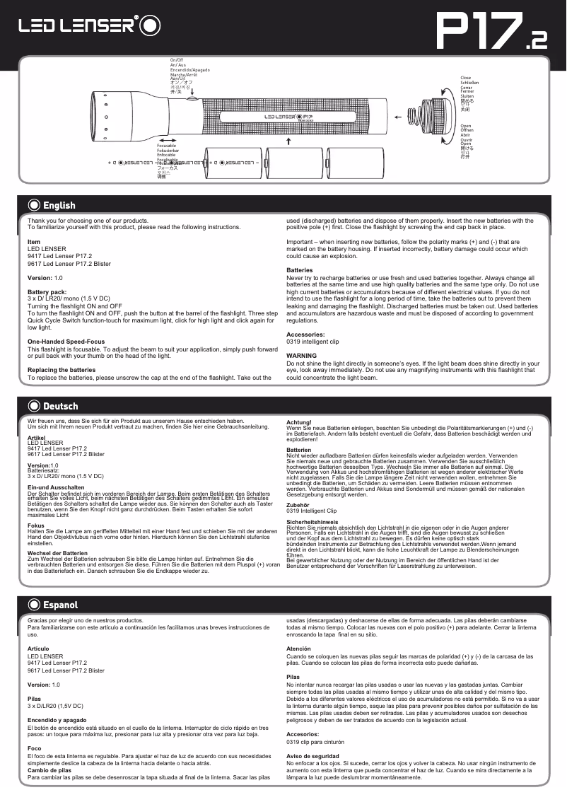 Image de la première page du manuel de l'appareil P17.2