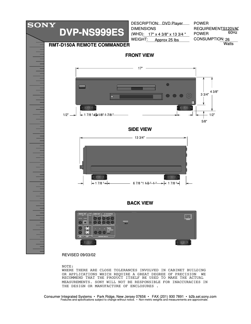 Page n°1 - Guide d'installation Sony DVP-NS999ES