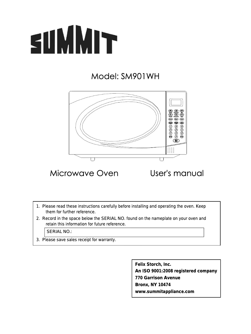 Page 1 de la notice Mode d'emploi Summit SM901WH