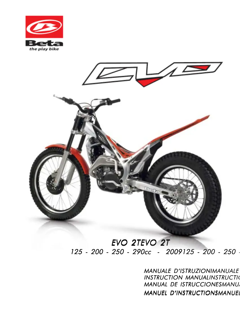 Page 1 de la notice Manuel utilisateur Beta EVO 250 2T (2009)