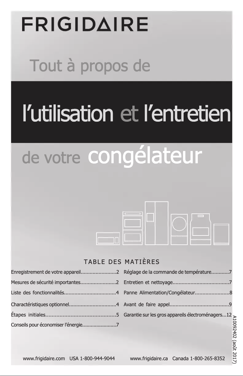 Page n°1 - Manuel utilisateur Frigidaire FFFC20M4TW