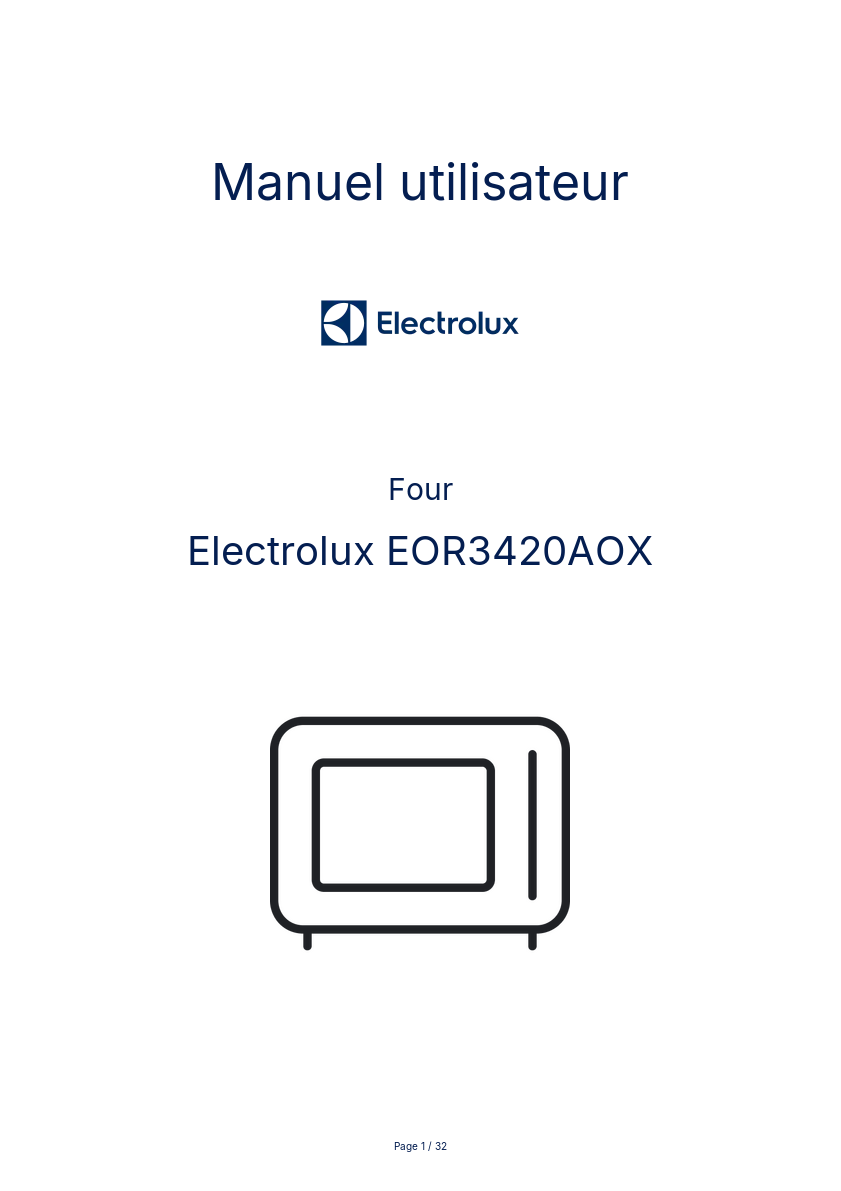 Image de la première page du manuel de l'appareil EOR3420AOX