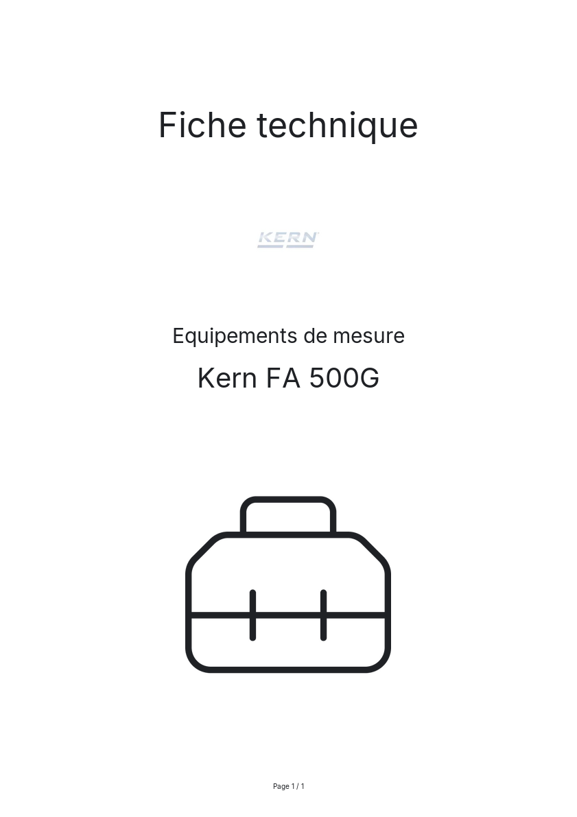 Page n°1 - Fiche technique Kern FA 500G
