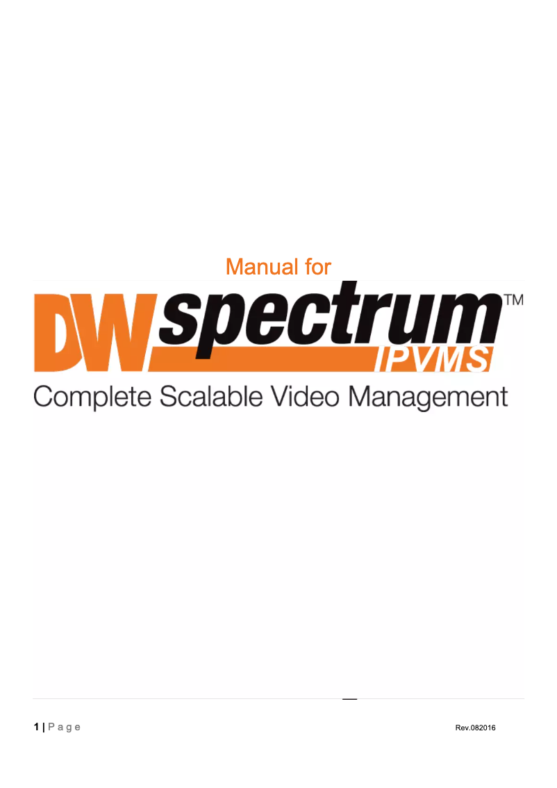 Page n°1 - Manuel utilisateur Digital Watchdog Spectrum DW-SPECTRUMLSC100