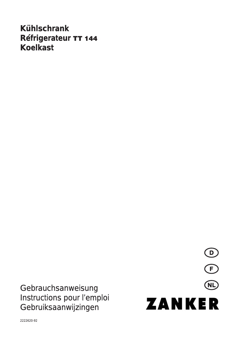 Page 1 de la notice Manuel utilisateur Zanker TT144