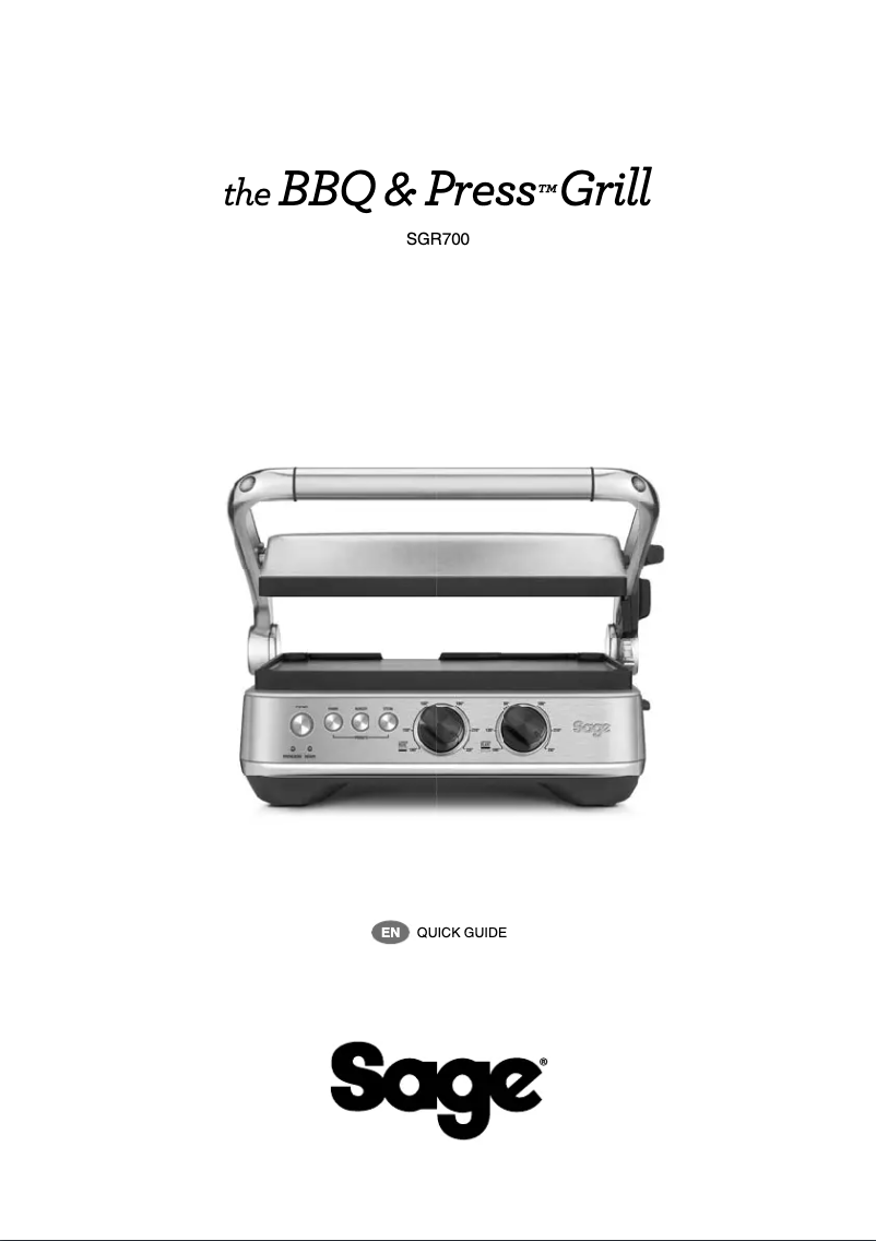 Image de la première page du manuel de l'appareil the BBQ & Press Grill BGR700