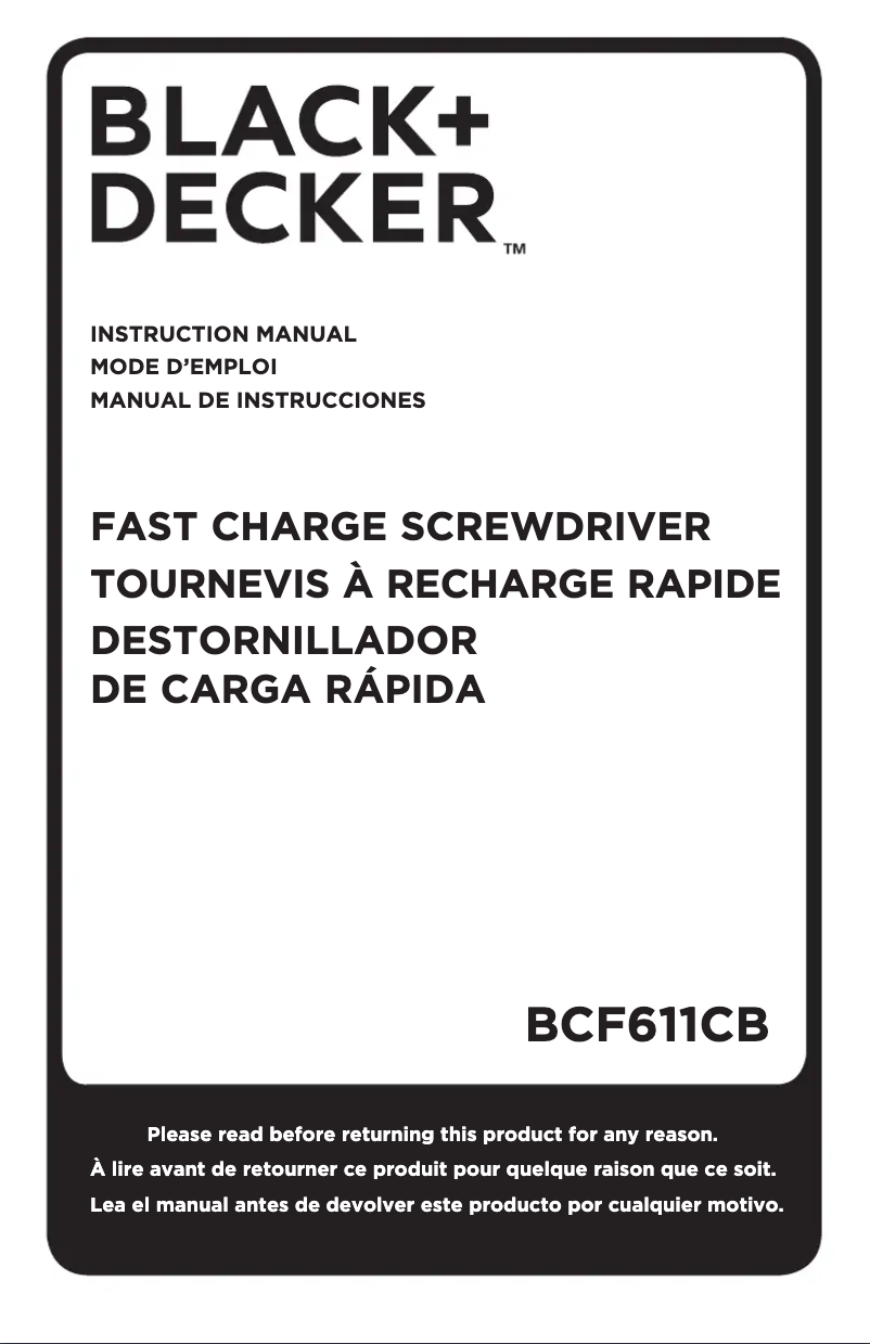 Page 1 of the manual User Manual Black & Decker BCF611CB
