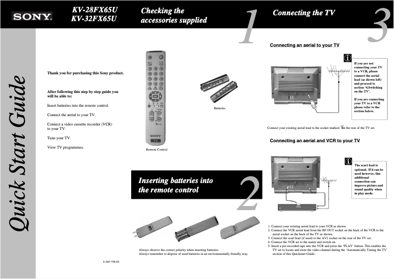 Page 1 de la notice Manuel utilisateur Sony KV-32FX65U