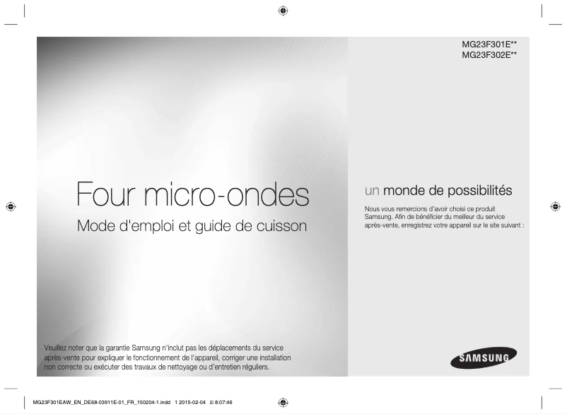 Page 1 de la notice Manuel utilisateur Samsung MG28J5255US/EN