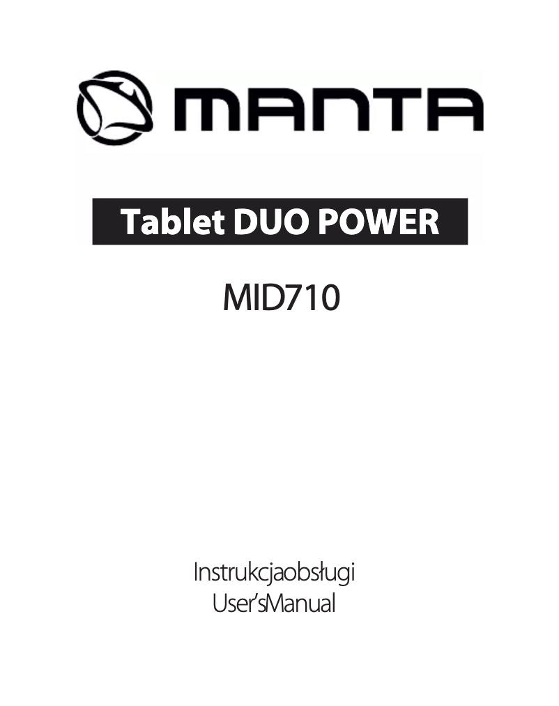 Page n°1 - Manuel utilisateur Manta Duo Power MID710