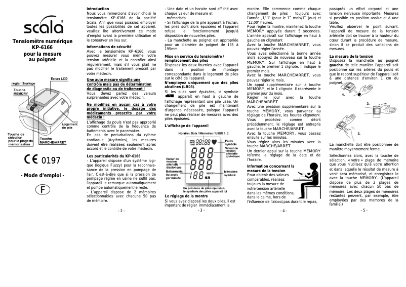 Page 1 de la notice Manuel utilisateur Scala KP-6166
