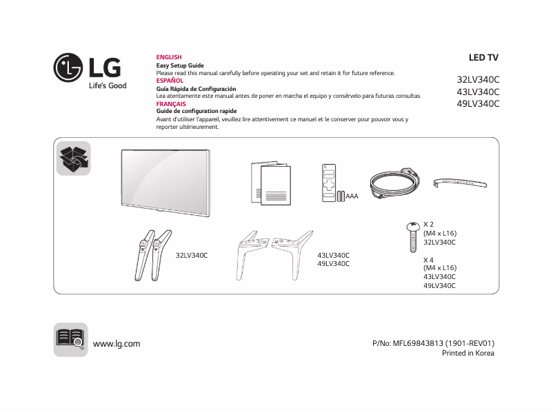 Page 1 de la notice Manuel utilisateur LG 32LV340CLA