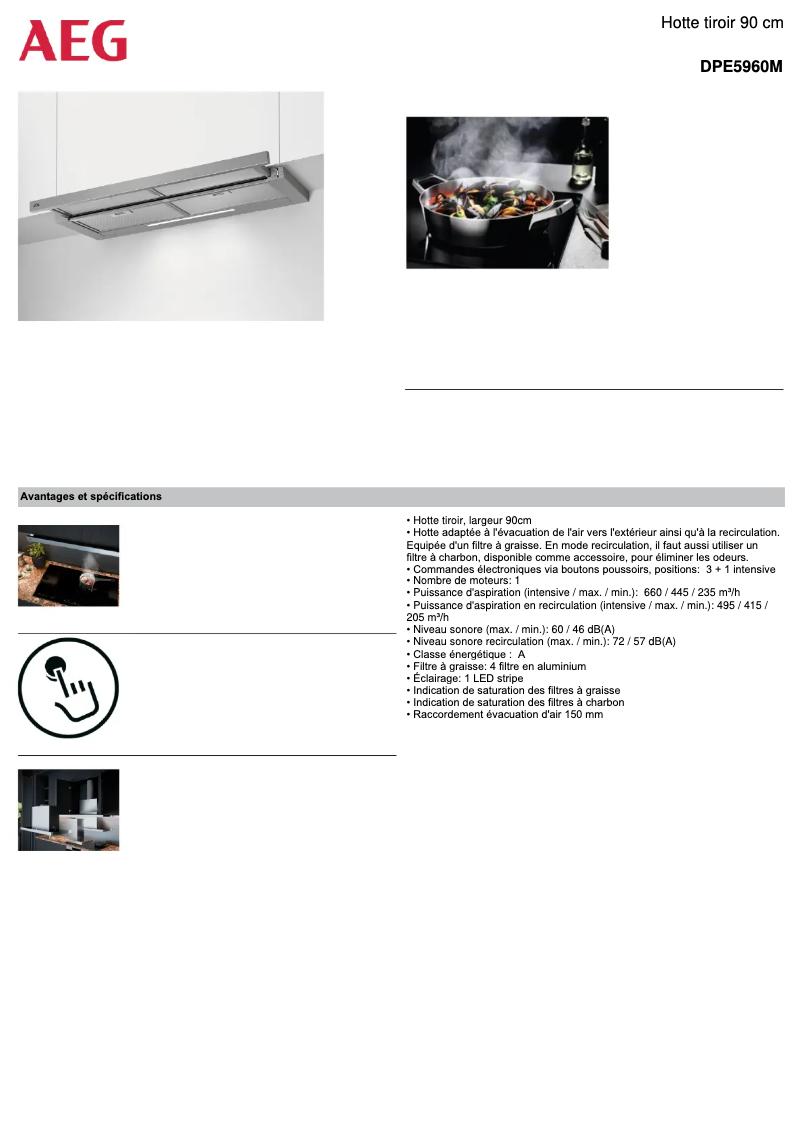 Página 1 del manual Ficha técnica AEG DPE5960M