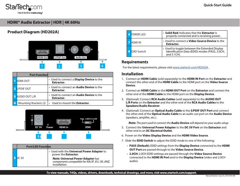 Page 1 de la notice Guide de démarrage rapide StarTech.com HD202A