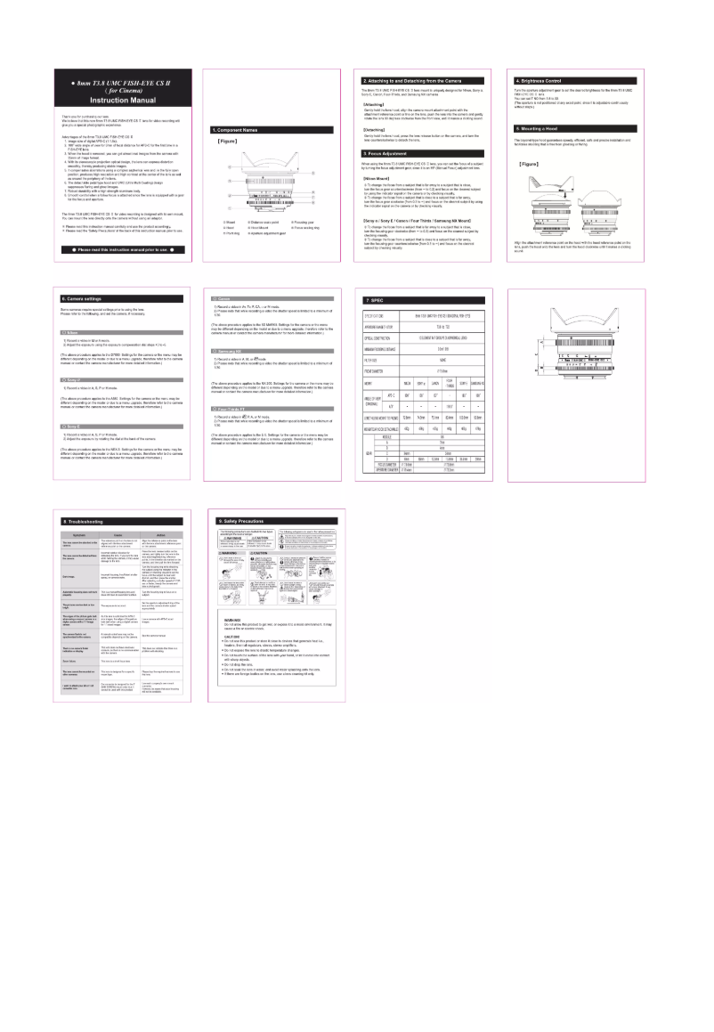 Page 1 de la notice Manuel utilisateur Rokinon FE8M-P