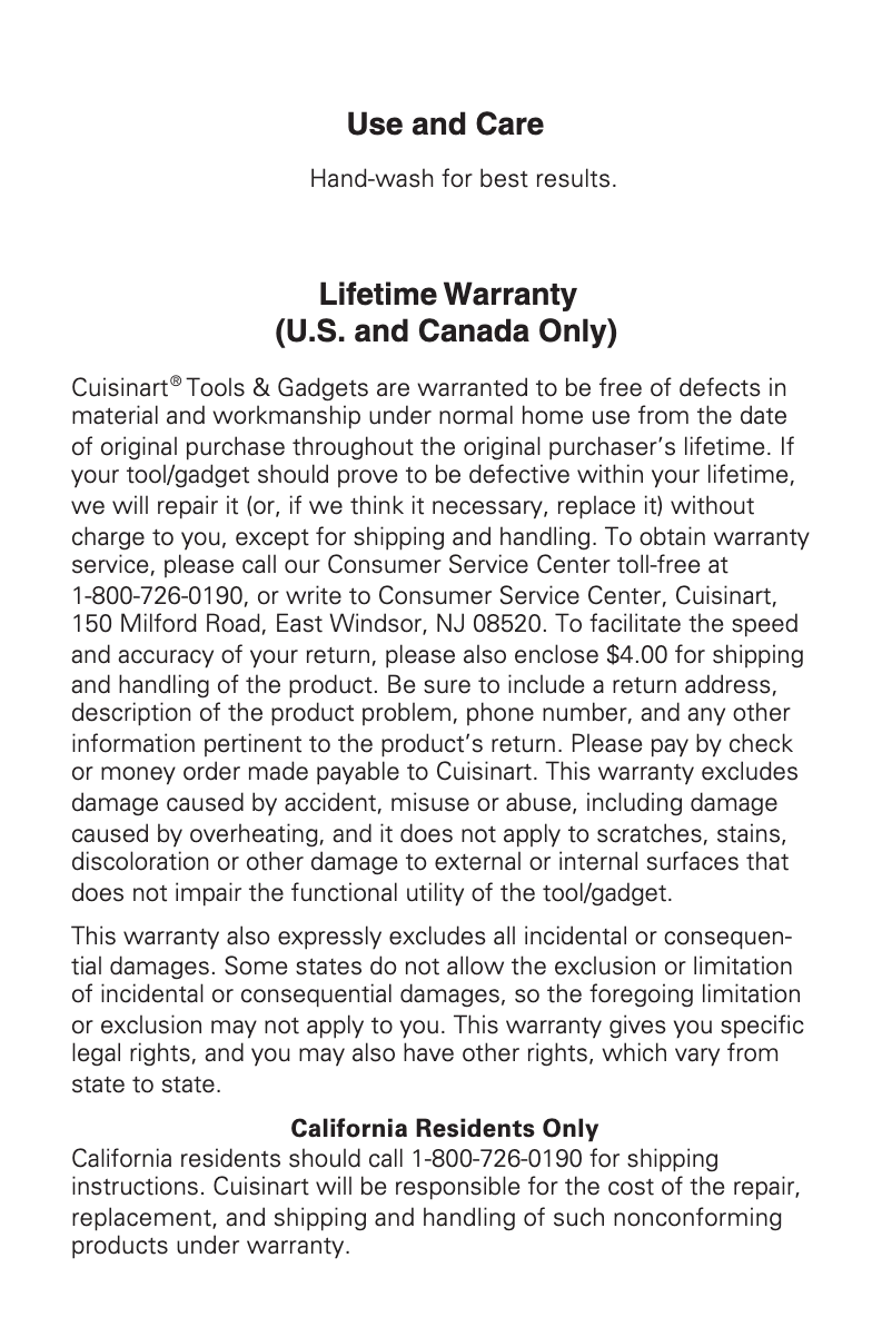 Page 1 de la notice Manuel utilisateur Cuisinart CTG-00-CCSP
