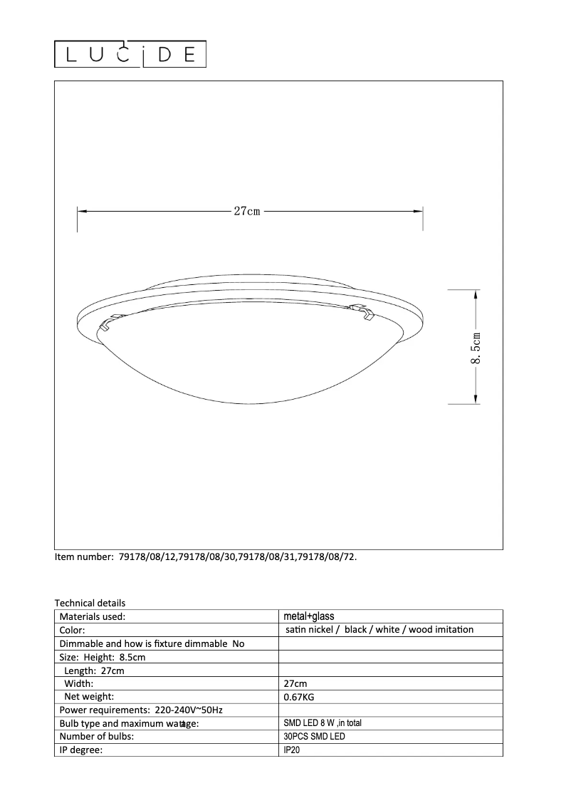 Page 1 de la notice Manuel utilisateur Lucide Rune 79178/08/31
