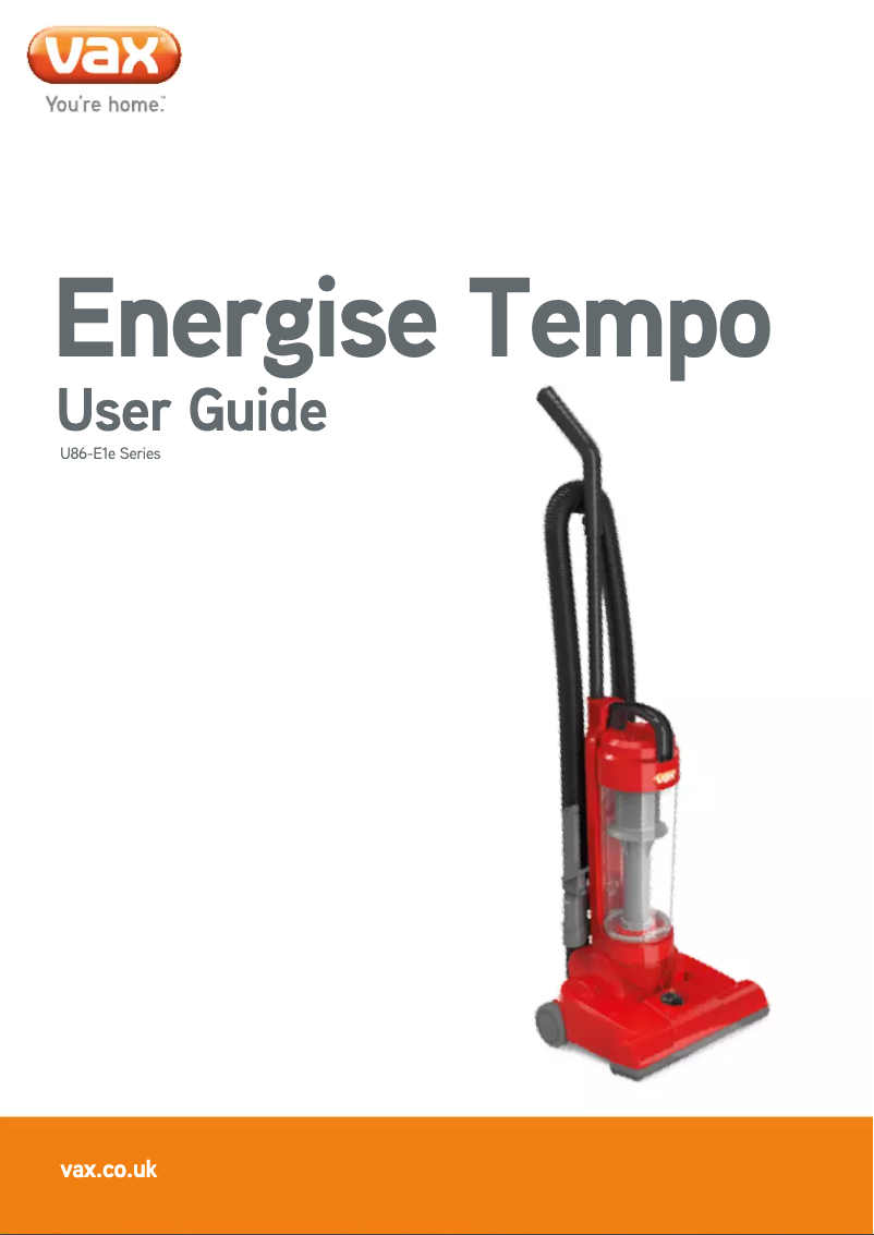 Page n°1 - Manuel utilisateur Vax Energise Tempo U86-E1-Be