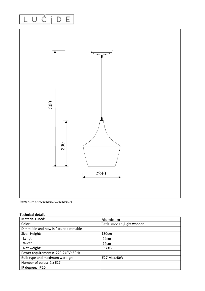 Page n°1 - Manuel utilisateur Lucide Woody