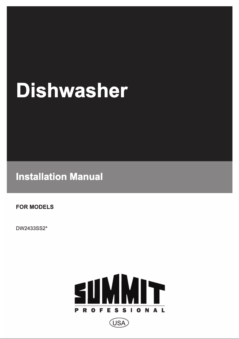 Page n°1 - Guide d'installation Summit DW2433SS2ADA