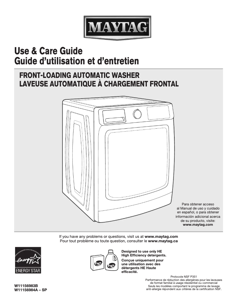 Page n°1 - Manuel d'utilisation et d'entretien Maytag MHW6630HC