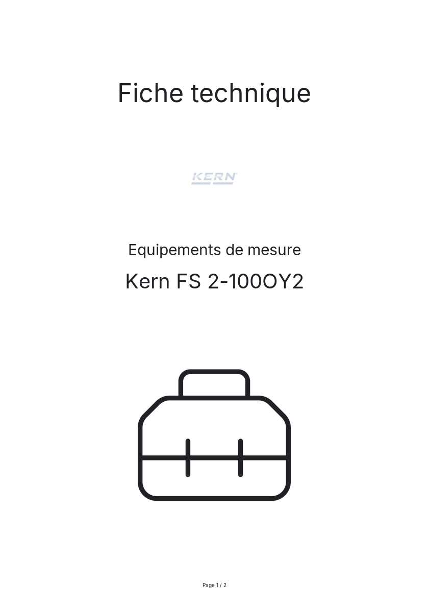 Page n°1 - Fiche technique Kern FS 2-100OY2