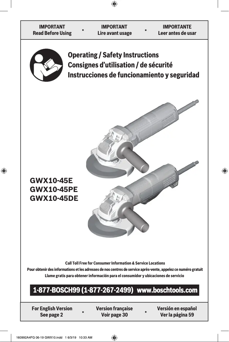 Página 1 del manual Manual de usuario Bosch GWX10-45DE