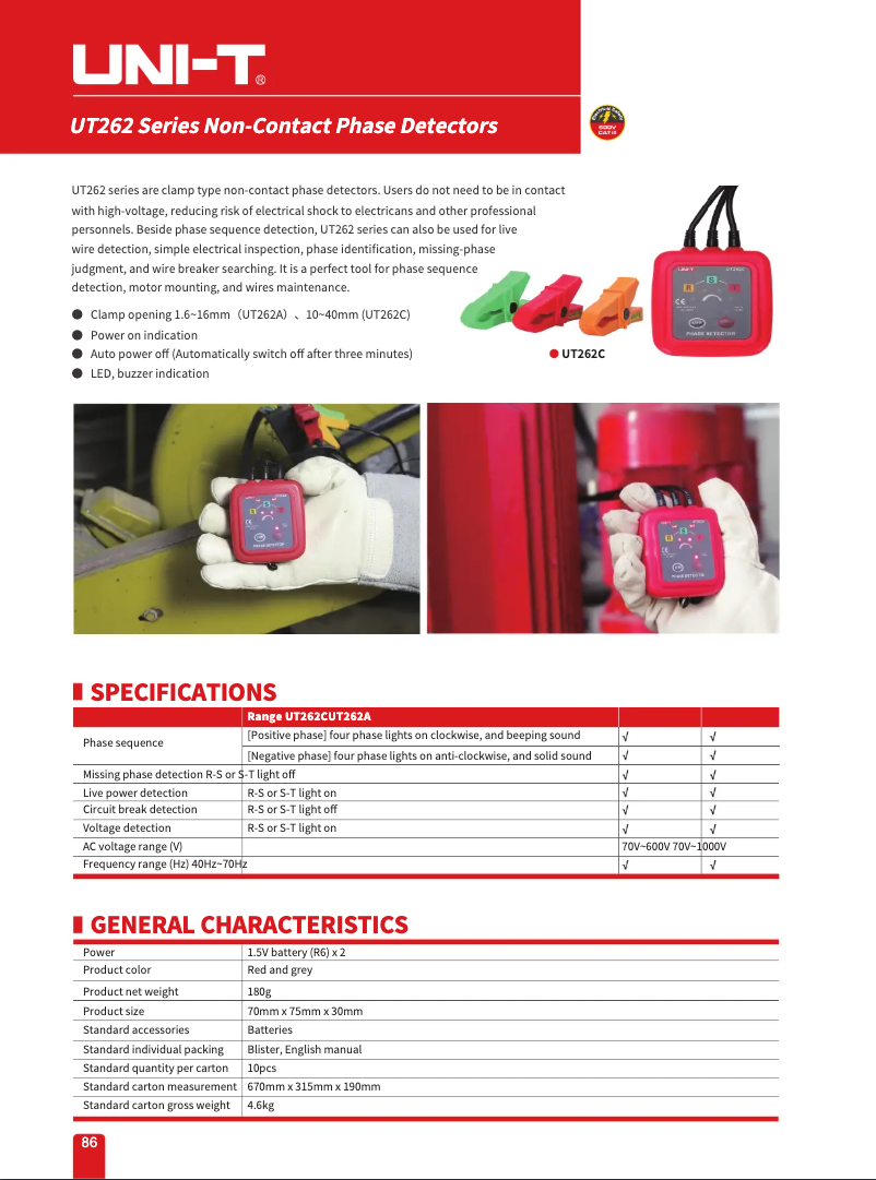 Page 1 of the manual User Manual Uni-T UT262C