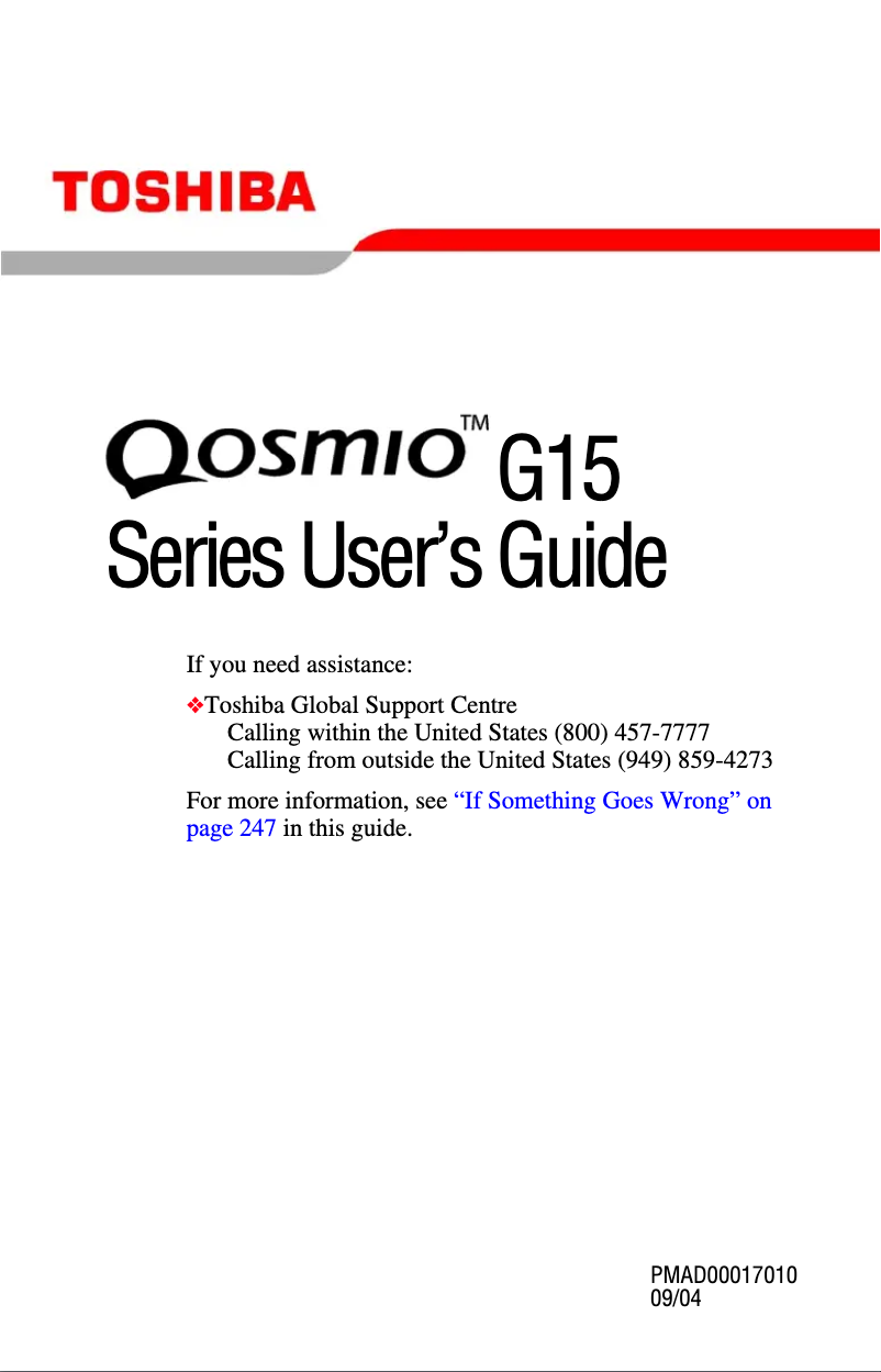 Page n°1 - Manuel utilisateur Toshiba Qosmio G15