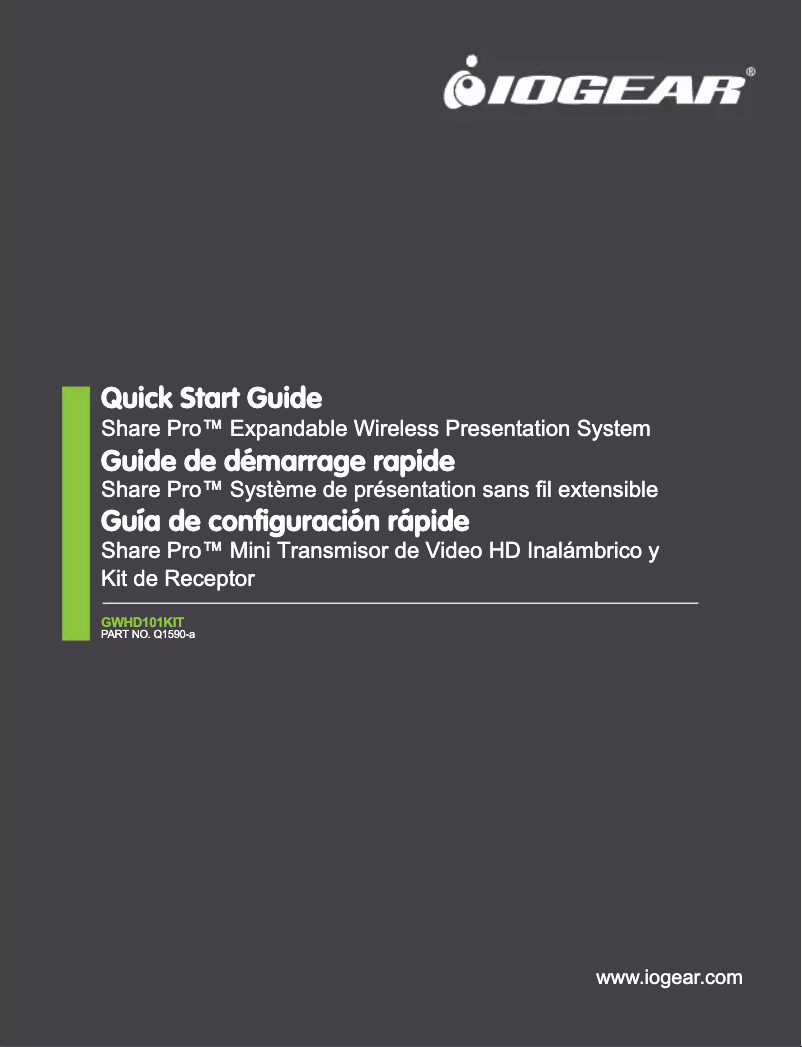 Page 1 de la notice Manuel utilisateur iogear GWHD101KIT