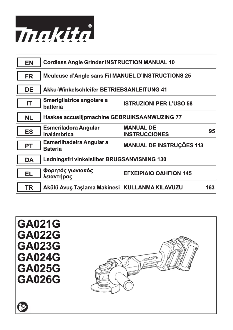 Page 1 de la notice Manuel utilisateur Makita GA023G