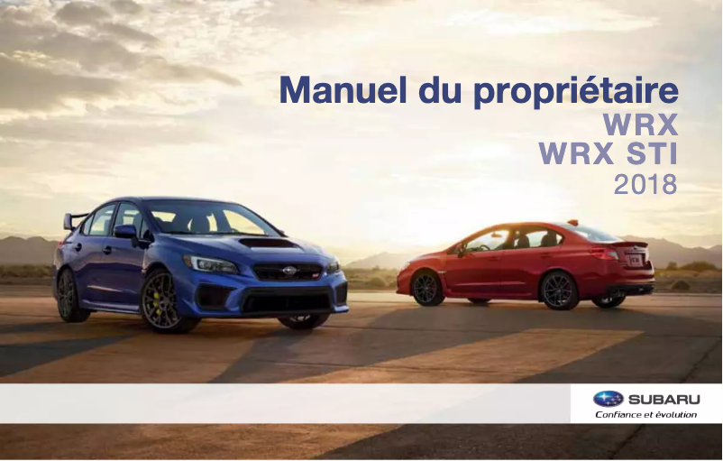 Page 1 de la notice Manuel utilisateur Subaru WRX (2018)