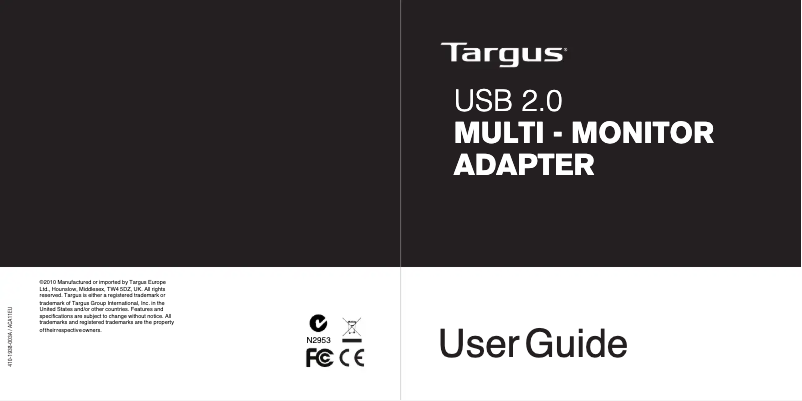 Page 1 de la notice Manuel utilisateur Targus ACA11EUZ