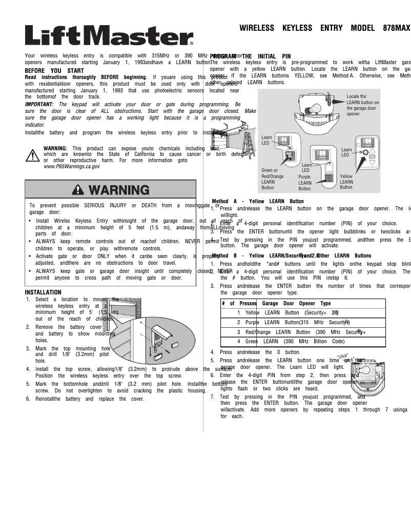 Image de la première page du manuel de l'appareil 878MAX